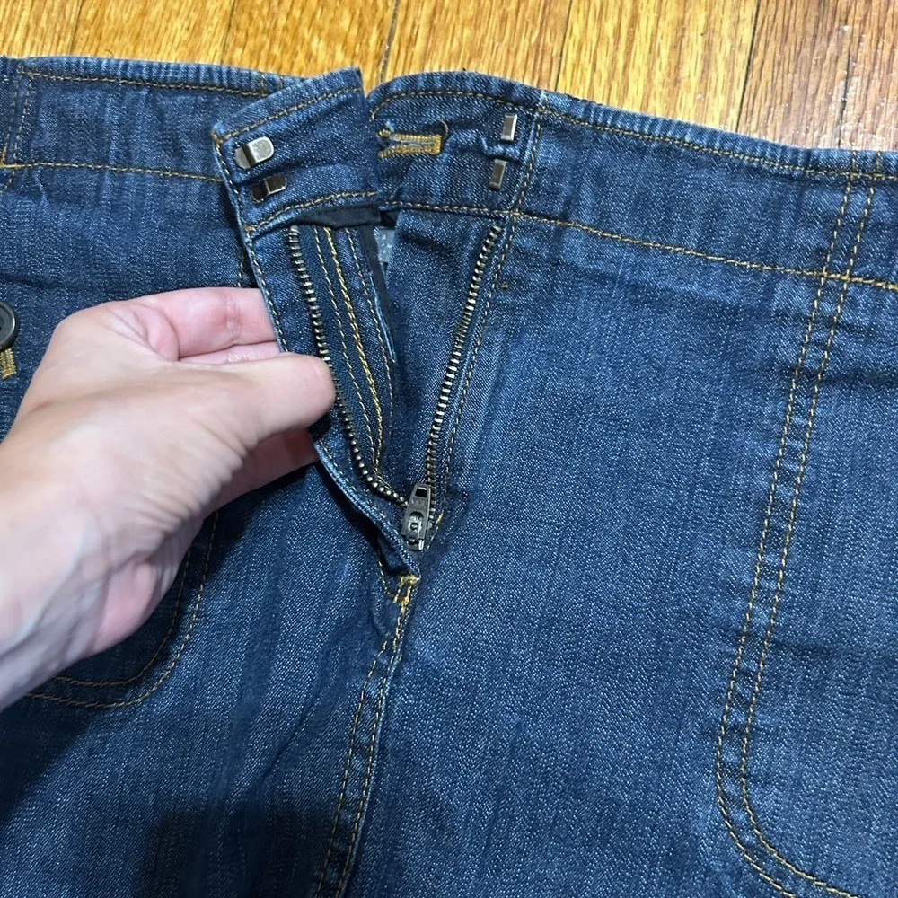 Ann Taylor Stretch Dark Denim Western Causal Skirt Size 8 With Pockets
